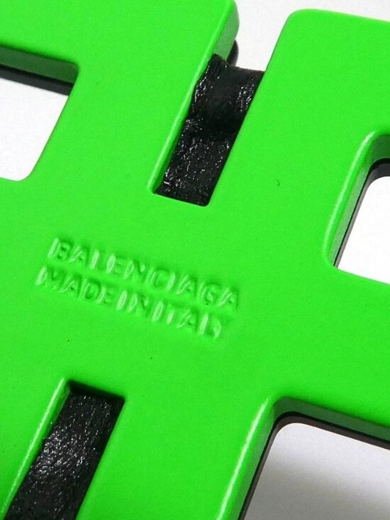 BALENCIAGA Belt Black/Neon Green Leather/Metal main image 9